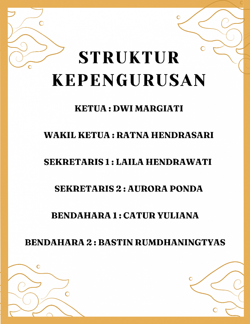 Struktur organisasi kepengurusan