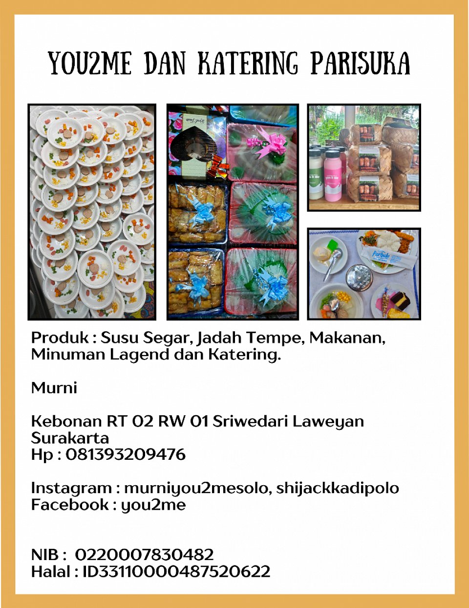 Kuliner Basah You2me dan katering Parisuka
